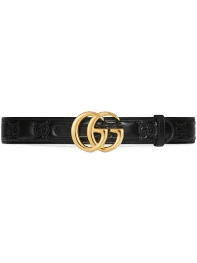 Gucci Gg Marmont Matelassé Leather Belt In Black