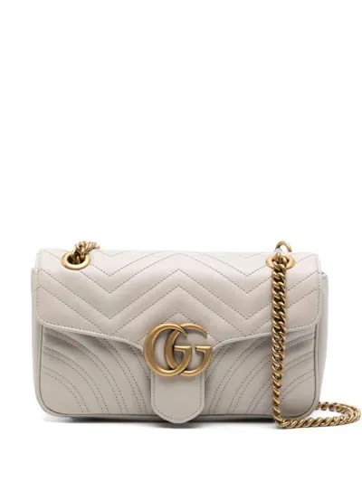 Gucci Gg Marmont Mini Leather Shoulder Bag In Beige