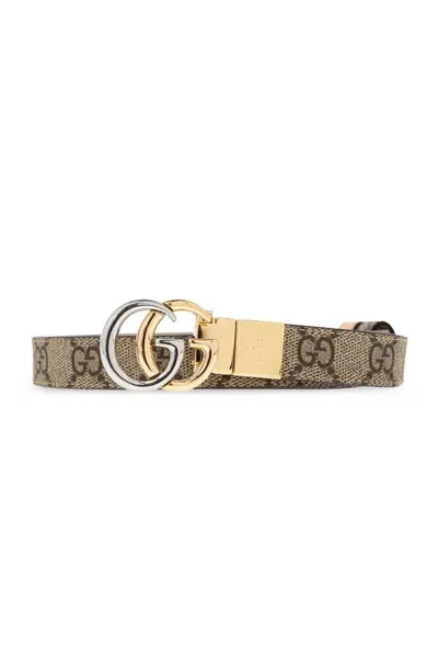 Gucci Gg Marmont Reversible Thin Belt In Multi