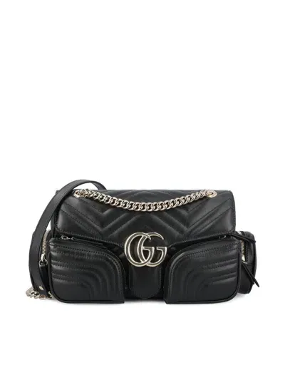 Gucci Gg Marmont Leather Shoulder Bag In Black