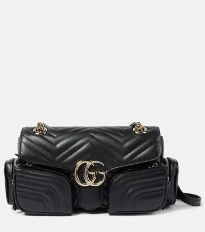 Gucci Gg Marmont Small Leather Shoulder Bag In Black