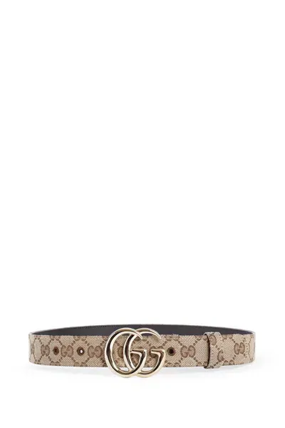 Gucci Gg Marmont Thin Belt In Beige