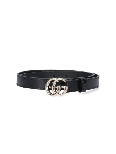 Gucci 'gg Marmont' Thin Belt In Black  