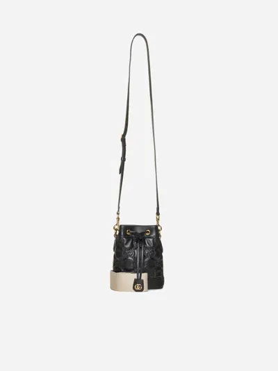 Gucci Gg Supreme Leather Bucket Bag In Schwarz