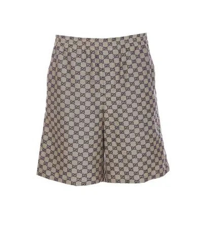 Gucci Gg Motif Shorts In Beige