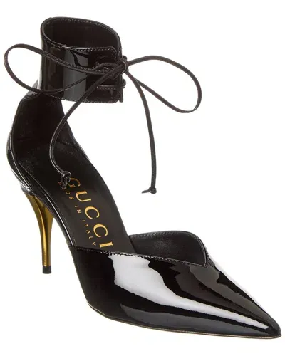 Gucci 90mm Miranda Patent Leather Pumps In Black