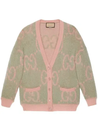 Gucci Wendbarer Cardigan Mit Gg In Pink & Purple