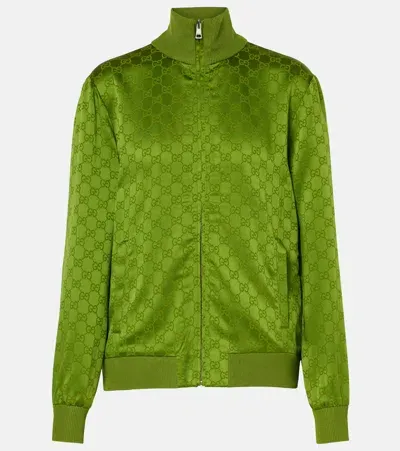 Gucci Gg Satin Jacquard Jacket In Green