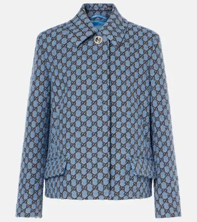 Gucci Gg Shadow Bouclé Jacket In Blau