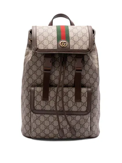 Gucci `gg Supreme` Backpack In Brown