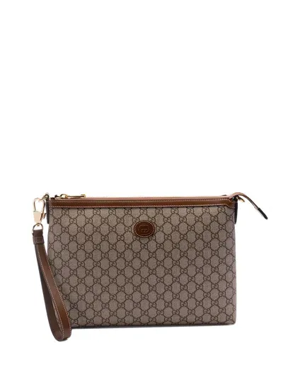 Gucci `gg Supreme` Crossbody Bag In Brown