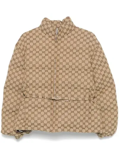 Gucci Gg Supreme Down Jacket In Neutral