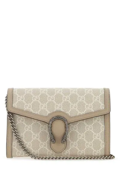 Gucci Gg Supreme Fabric Dionysus Clutch In Neutral