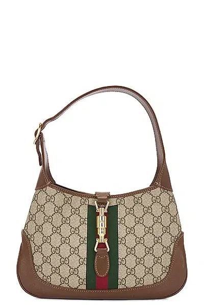 Gucci Small Jackie Gg Supreme & Leather Bag In Brown