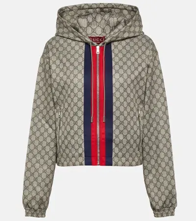 Gucci Gg Web Stripe Jersey Technical Jacket In Multicoloured