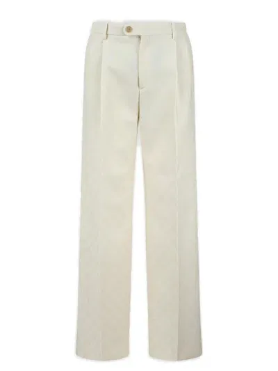 Gucci Gg Wide Leg Trousers In White