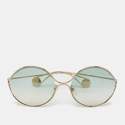 Pre-owned Gucci Green Gradient Gg0253sa Round Sunglasses