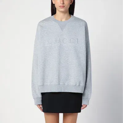 Gucci Grey Mélange Cotton Blend Sweatshirt In Gray