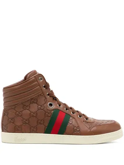 Gucci High-top-sneakers In Brown