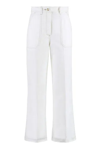 Gucci High-rise Cotton Trousers In White