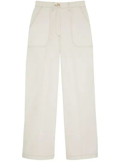 Gucci High-waisted Wide-leg Jeans In Weiss