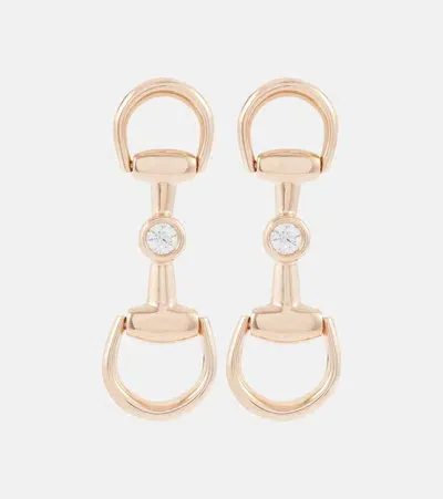 Gucci Horsebit 18kt Rose Gold Earrings With Diamonds