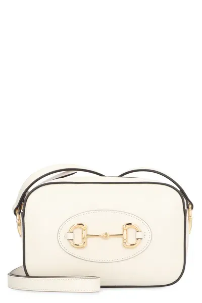 Gucci Small 1955 Horsebit Leather Shoulder Bag In White