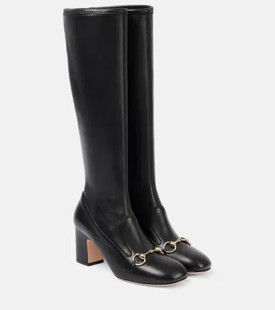 Gucci Horsebit Leather Knee-high Boots In Black