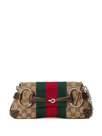 Gucci Horsebit Shoulder Bag In Brown