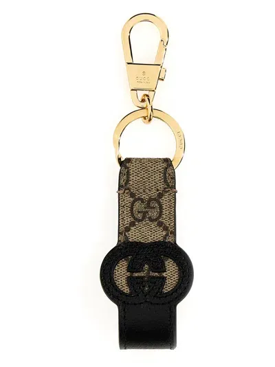 Gucci Incrocio Gg Keyring In Black