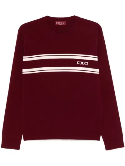 Gucci Intarsia-logo Sweater In Red