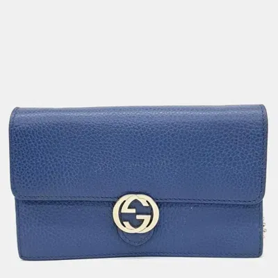 Pre-owned Gucci Interlocking Chain Crossbody Bag In Blue