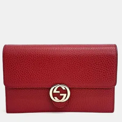 Pre-owned Gucci Interlocking Chain Crossbody Bag In Red