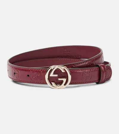 Gucci Interlocking G Leather Belt In Red