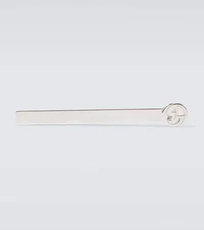 Gucci Interlocking G Sterling Silver Tie Bar In Metallic