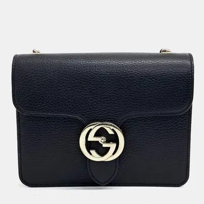 Pre-owned Gucci Interlocking Gg Crossbody Bag In Black