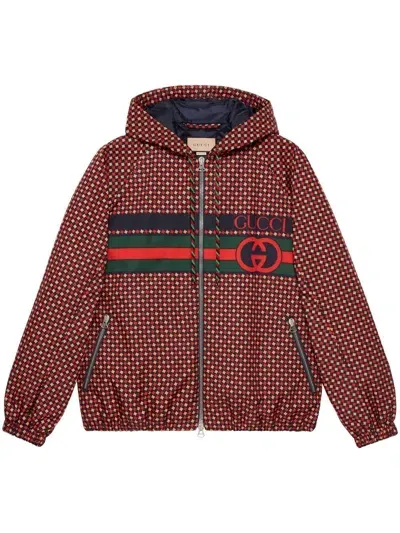 Gucci Geometric Houndstooth Canvas Jacket In Multicolor