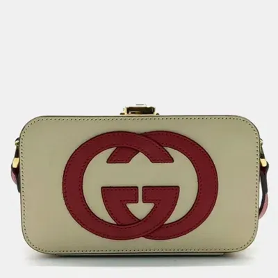 Pre-owned Gucci Interlocking Mini Crossbody Bag In Beige