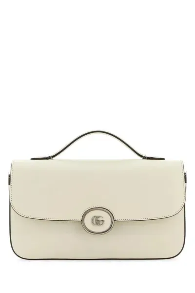 Gucci Ivory Leather Small Petite Gg Handbag In White