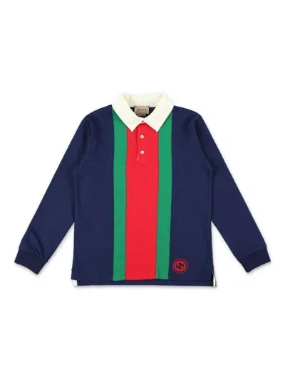 Gucci J Ls Polo In Blue