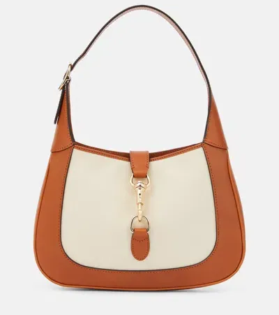 Gucci Jackie Small Leather-trimmed Shoulder Bag In White