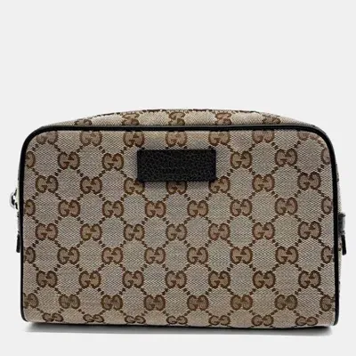 Pre-owned Gucci Jacquard Hip Sack Bag In Beige