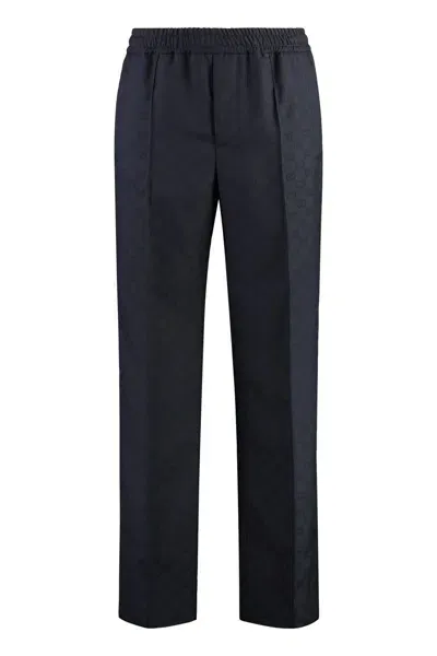 Gucci Jacquard Motif Trousers In Blue