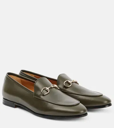 Gucci Jordaan Horsebit Leather Loafers In Green