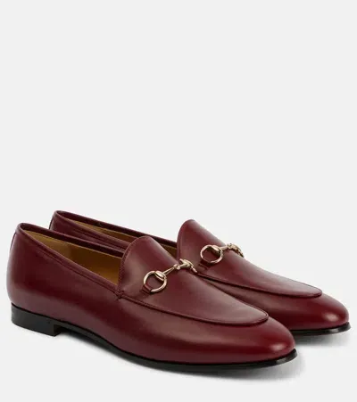 Gucci Jordaan Horsebit Leather Loafers In Red