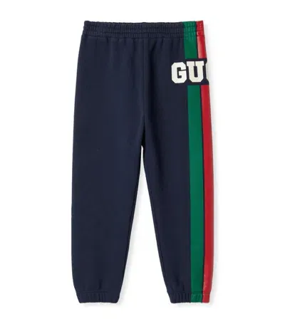 Gucci Kids Web Stripe Logo Sweatpants (4-12 Years) In Blue