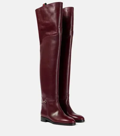 Gucci Leather Over-the-knee Boots In Red