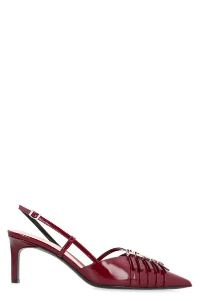 Gucci Leather Slingback Pumps In Red