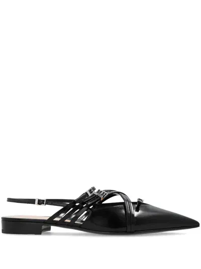 Gucci Seraphine Buckle Leather Ballet Flats In Black