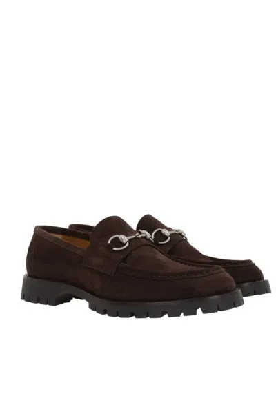 Gucci Sylke Suede Leather Loafers In Brown